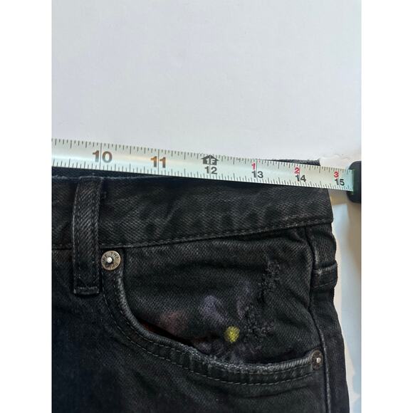 Free People Bren High Rise Cuffed Distressed Boyfriend Jeans 27 HAND PAINTED - Picture 13 of 16